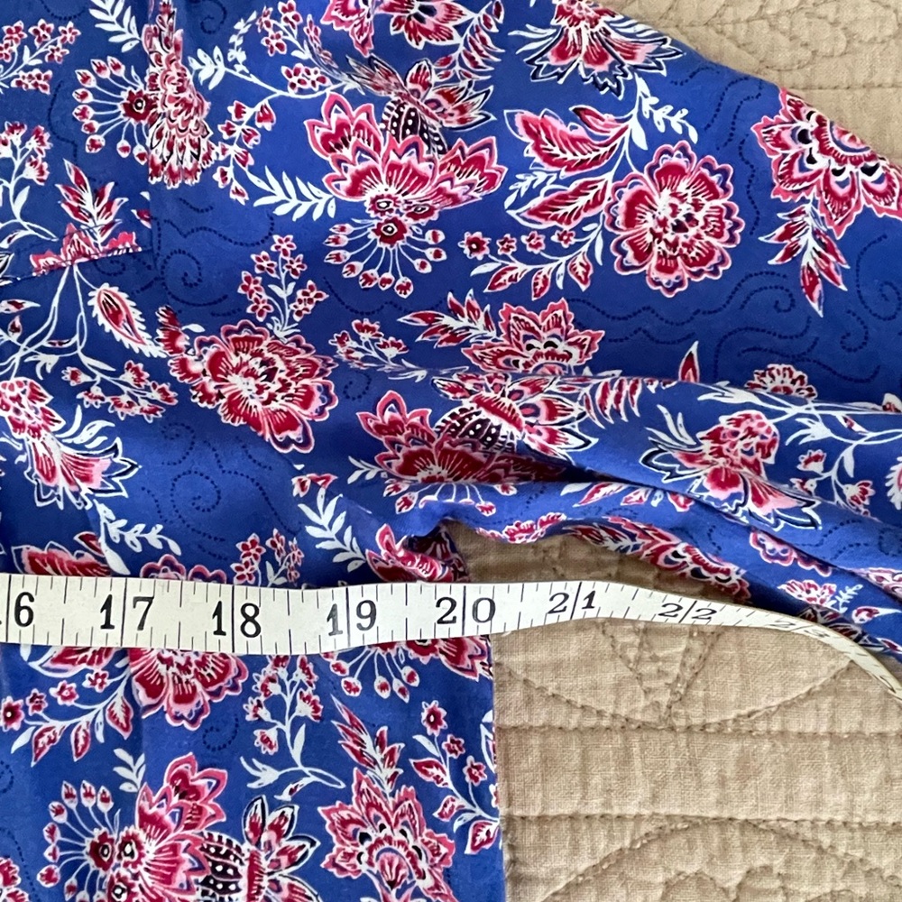 LOFT Blue Floral Long-Sleeve Blouse - Picture 7 of 9